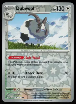 Dubwool 125/142 Uncommon Stellar Crown Pokemon Reverse Holo Near Mint - Image 1