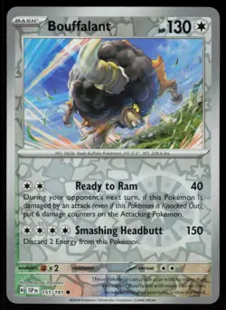 Bouffalant 151/191 Common Surging Sparks Pokemon Reverse Holo Near Mint - Image 1