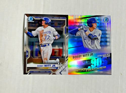 BOBBY WITT JR LOT OF 2 2021 Bowman Chrome RC #BCP-1 + Stat Tracker RC REFRACTOR! - Image 1