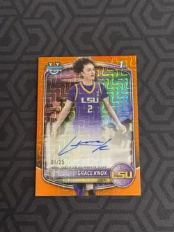 2025-26 Bowman Basketball Grace Knox 1st Bowman Orange Mojo Auto 1/25 - Image 1