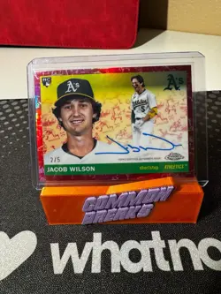 2025 Topps Chrome Platinum Anniversary Jacob Wilson Red Toile Refractor Auto /5 - Image 1