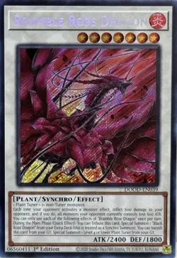Yugioh! Bramble Rose Dragon - DOOD-EN039 - Secret Rare - 1st Edition Near Mint, - Image 1