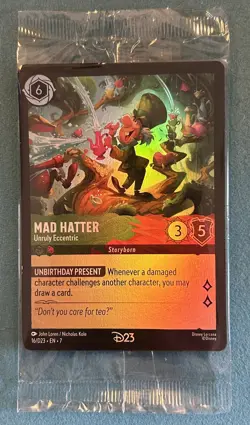 2026 Disney Lorcana D23 Promo MAD HATTER Gold Member Exclusive Card - Image 1