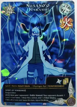 Carte Naruto CCG Collectible Card Game Foil neuf Prism 419 V2 Susano’o Kakashi - Image 1