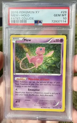 2016 POKEMON XY FATES COLLIDE #29 MEW-HOLO PSA 10 - Image 1