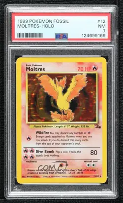Moltres Holo 12/62 Pokemon Fossil PSA 7 1999 - Image 1