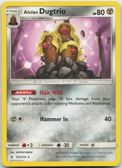 Alolan Dugtrio 122/214 Rare Unbroken Bonds Pokemon Near Mint - Image 1