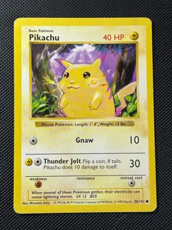 Pokemon TCG Pikachu 58/102 Base Set (Shadowless Yellow Cheek) LP - Image 1