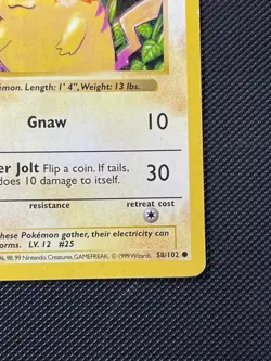 Pokemon TCG Pikachu 58/102 Base Set (Shadowless Yellow Cheek) LP - Image 4