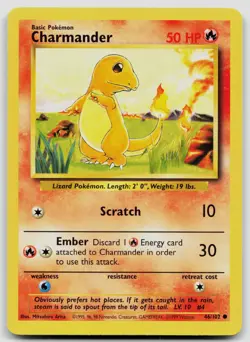 CHARMANDER 46/102 COMMON BASE SET UNLIMITED POKEMON NM - Image 1