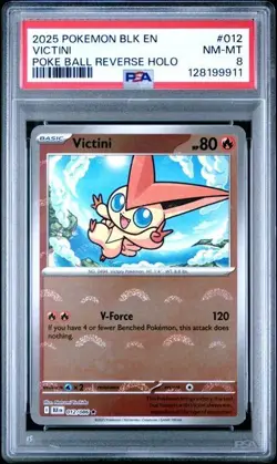 PSA 8 - VICTINI #012 BLACK BOLT POKE BALL REVERSE HOLO 2025 POKEMON ENGLISH - Image 1