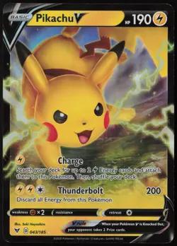 Pikachu V 043/185 Vivid Voltage V Rare Holo Holo Pokemon NM - Image 1