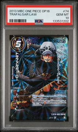 PSA10 2013 MIRACLE BATTLE CARDDASS ONE PIECE OP16 74 TRAFALGAR LAW - Image 1