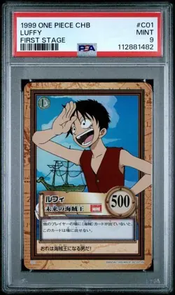 1999 One Piece Carddass Hyper Battle First Stage Luffy C01 Foil PSA 9 "Rookie" - Image 1