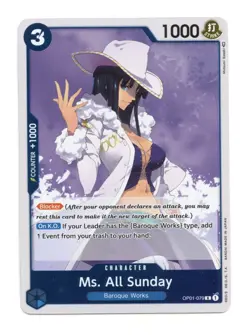 Pre-Errata Ms. All Sunday OP01-079 R Foil One Piece Romance Dawn LP - Image 1