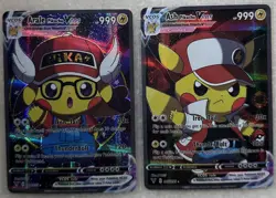 *CUSTOM* Pokemon Arale & Ash Pikachu VCOS - Custom Hand Made Full Art Holo - NM - Image 1