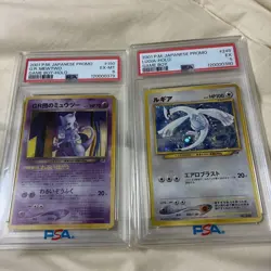 PSA 5 Lugia and PSA 6 Team Rocket’s Mewtwo Pokemon Card - Image 1