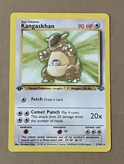 1999 Pokemon TCG Kangaskhan Jungle 21/64 Non-Holo 1st Edition Regular Card MP - Image 1