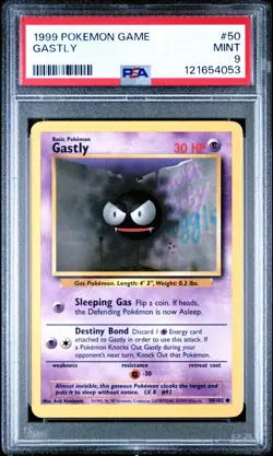1999 Pokemon Game #50 Gastly PSA 9 Card MINT! Trusted Seller! Free Ship Base Set - Image 1