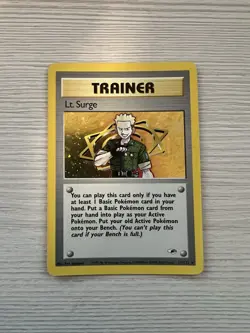 Pokemon TCG Gym Heroes Lt. Surge Holo Rare Card 17/132 Unlimited - Image 1