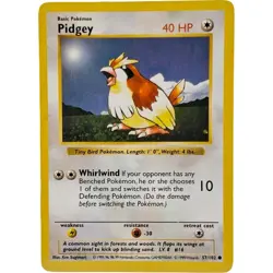 Pidgey 57/102 Base Set WOTC Pokemon Card Unlimited Vintage 1999 - Image 1