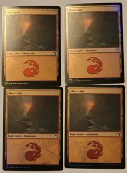 MTG Innistrad Midnight Hunt Foil Basic Land Playset 4x Mountain Nm - Image 1