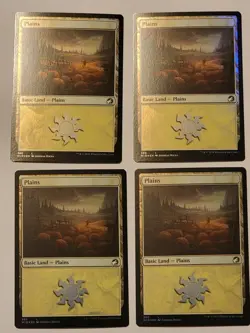 MTG Innistrad Midnight Hunt Foil Basic Land Playset 4x plains Nm - Image 1