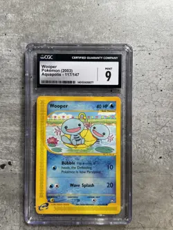 Pokemon Card Wooper CGC 9 Mint, e-Reader Aquapolis 117/147, 2003 (1) - Image 1