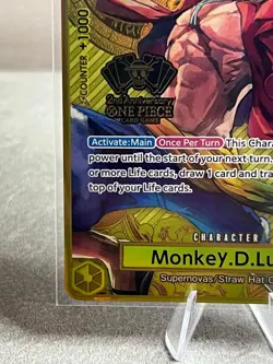 Monkey.D.Luffy ST13-015 One Piece TCG 2nd Anniversary Gold Foil Promo ENGLISH NM - Image 4