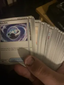 Pokemon TCG Trainer Card Bundle Tera Orb Included Around 75 Cards - Image 1