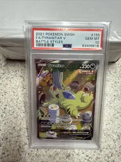 PSA 10 Tyranitar V #155/163 Alternate Full Art 2021 Pokemon SwSh Battle Styles - Image 1
