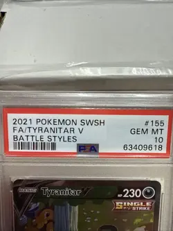 PSA 10 Tyranitar V #155/163 Alternate Full Art 2021 Pokemon SwSh Battle Styles - Image 2