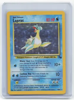 1999 Pokemon Lapras Fossil #10/62 Heavily Played - Image 1