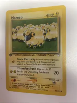 Mareep 65/111 Pokemon Neo Genesis 1st Edition NM/MINT 2000 MP Free Shipping - Image 1