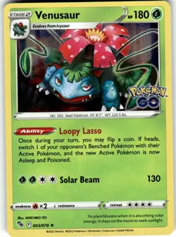 Venusaur Holo Rare Pokemon GO 003/078 LP - Image 1