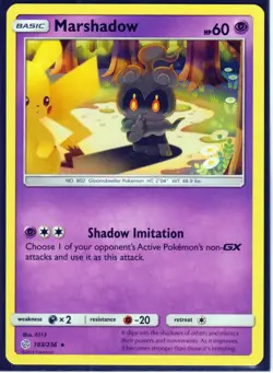2019 POKEMON MARSHADOW (w/ Pikachu) 103/236 COSMIC ECLIPSE-RARE-REGULAR-NM/M (M2 - Image 1