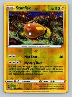 Pokemon Stunfisk SWSH12: Silver Tempest 055/195 Near Mint NM Reverse Holo - Image 1