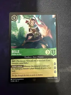 Disney Lorcana TCG Rise of the Floodborn Belle Hidden Archer 72/204 Cold Foil - Image 1