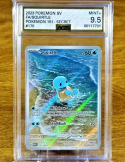 Pokemon SV 151 Squirtle 170/165 AGS Mint+ 9.5 Full SIR Holo Secret Rare 2023 T3 - Image 1