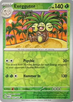 Pokemon - 103/165 Exeggutor - Scarlet & Violet 151 - Reverse Holo - NM - Image 1