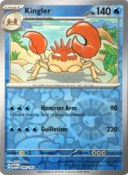 Pokemon - 099/165 Kingler - Scarlet & Violet 151 - Reverse Holo - NM - Image 1