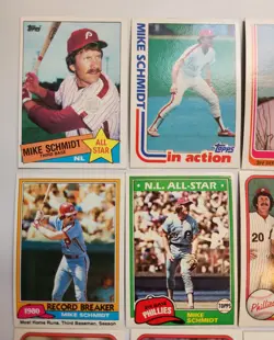 MIKE SCHMIDT - 11 Card Lot - 1981-1982 Topps Fleer PHILLIES HOF - Image 2