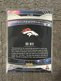 2024 Panini Prizm Fireworks Insert Bo Nix Rookie Card Denver Broncos RC - Image 2