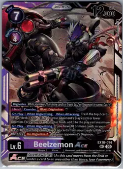 Beelzemon ACE EX10-074 SEC Sinister Order - Digimon Card Game - NM - Image 1
