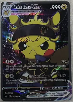 *CUSTOM* Pokemon Card Asta Pikachu VCOS - Custom Hand Made Full Art Holo - NM - Image 1