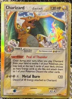 Pokemon TCG Charizard Delta Species EX Crystal Guardians Card 4/100 HEAV PLAYED - Image 1