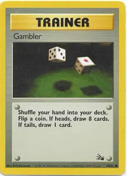 Pokemon TCG Card - Gambler 60/62 | Fossil Set | LP! - Image 1