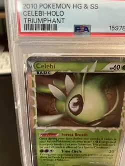 Pokemon TCG Celebi Holo Rare Card HS-TRIUMPHANT92/102 PSA 1 - Image 2