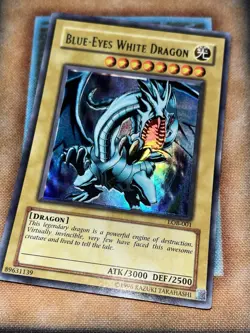 Yugioh! Blue-Eyes White Dragon LOB-001 Ultra Rare - Foil Shift NM - Image 1