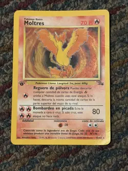 Pokemon TCG Moltres Fossil Holo Card 12/62 Spanish Lp Vintage - Image 1
